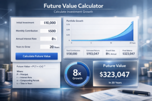 Investment growth calculator with portfolio graph